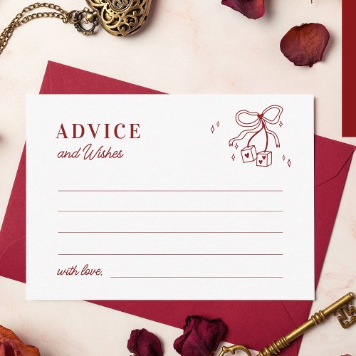 Lucky in Love Vegas Bridal Shower Advice  Wishes Enclosure Card