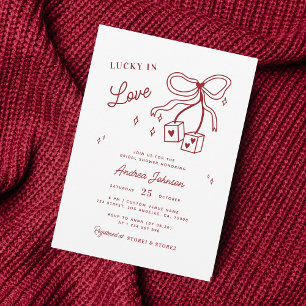Lucky in Love Vegas Casino Dice Bow Bridal Shower  Invitation