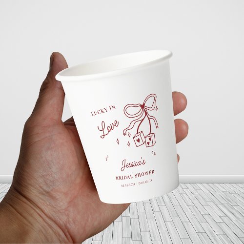 Lucky in Love Vegas Casino Dice Bridal Shower Paper Cups
