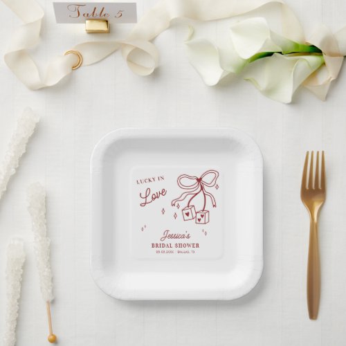 Lucky in Love Vegas Casino Dice Bridal Shower Paper Plates