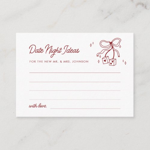 Lucky in Love Vegas Date Night Ideas Bridal Shower Enclosure Card