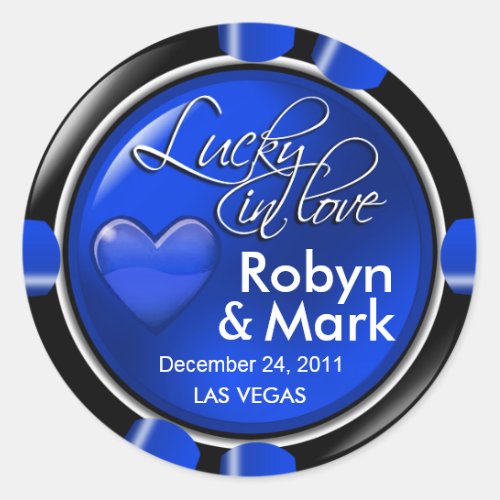 Lucky in Love Vegas Newlyweds Casino Chip Classic Round Sticker