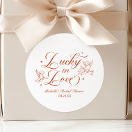 Lucky In Love Vintage Cupid Bridal Shower Classic Round Sticker