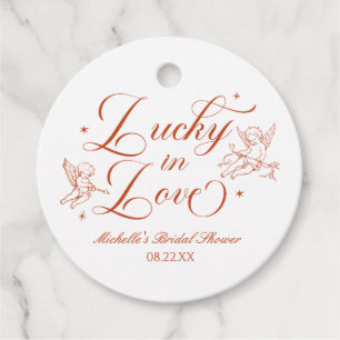 Lucky In Love Vintage Cupid Bridal Shower Favor Tags
