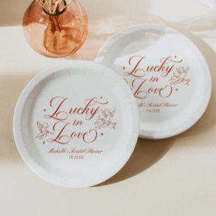 Lucky In Love Vintage Cupid Bridal Shower Paper Plates
