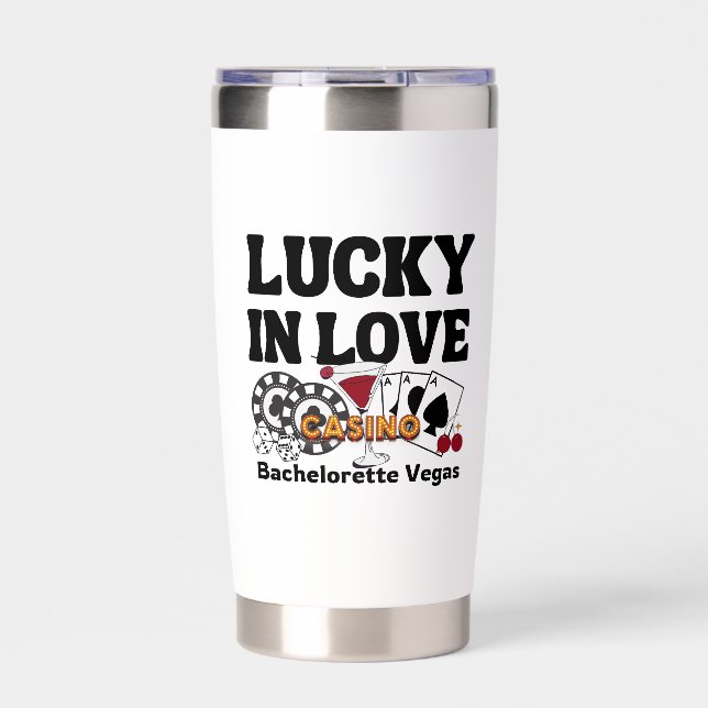 Lucky In Love Water Bottle Insulated Tumbler (Front)