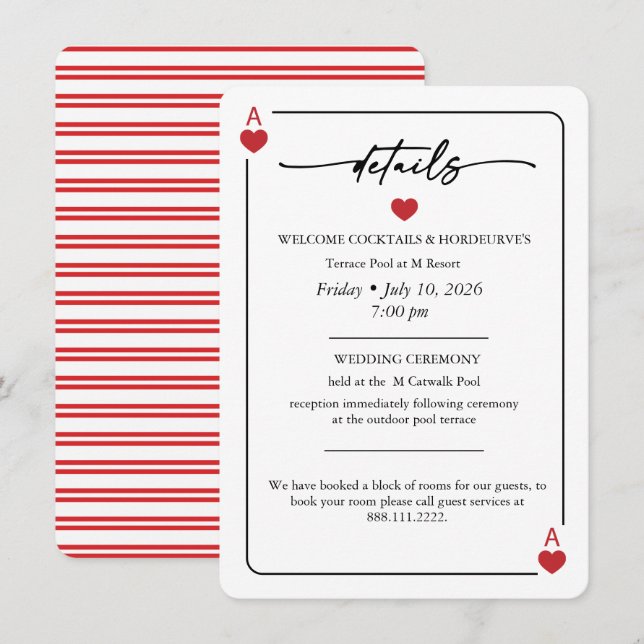 Lucky in Love Wedding Details Card (Front/Back)