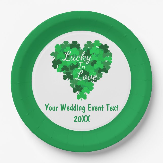 Lucky In Love Wedding Event Paper Plates (Front)