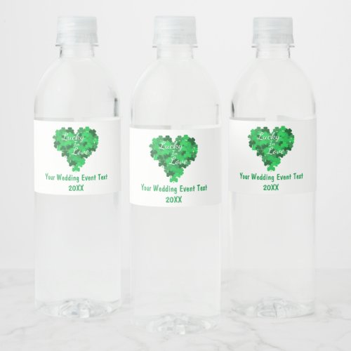 Lucky In Love Wedding Event Water Bottle Label