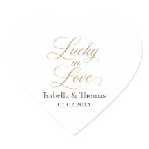 Lucky in Love Wedding Favor Stickers Heart Seal