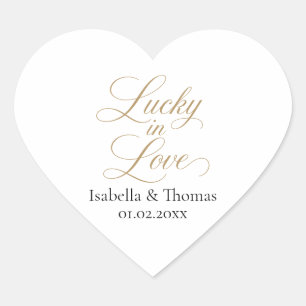 Lucky in Love Wedding Favor Stickers Heart Seal