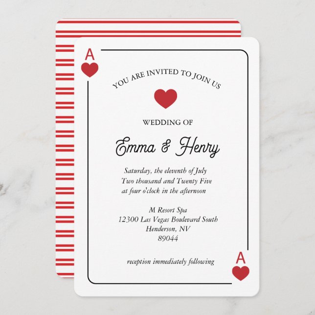 Lucky in Love Wedding Invitation  (Front/Back)