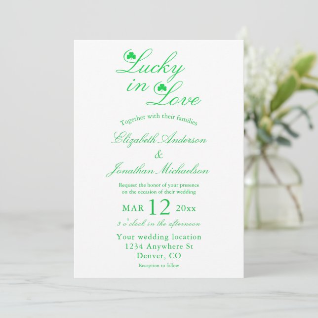 Lucky In Love Wedding Invitation (Standing Front)