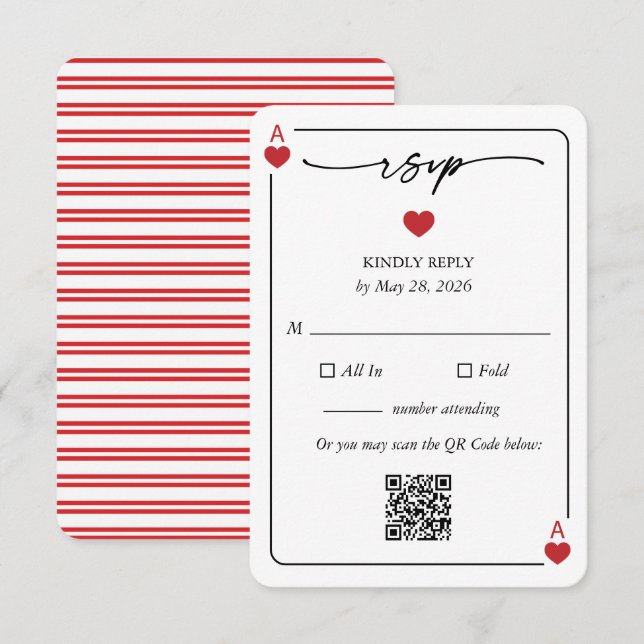 Lucky in Love Wedding RSVP Card with QR Option (Front/Back)
