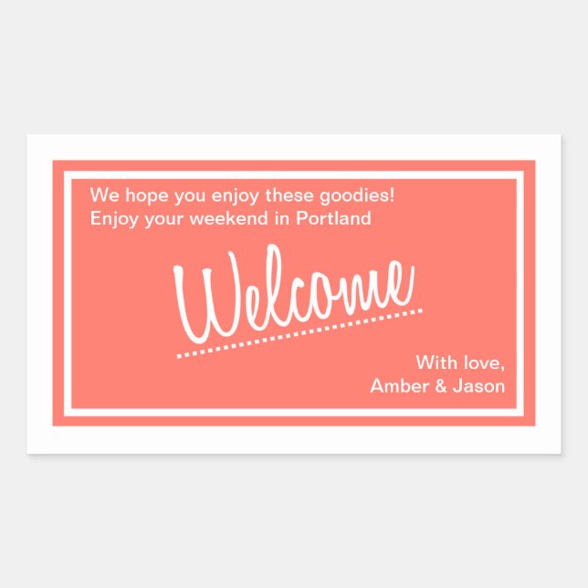 Lucky In Love -  Welcome Bag Sticker - Coral (Front)