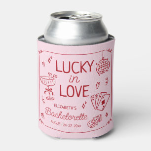 Lucky In Love Whimsical Hand Drawn Bachelorette Can Cooler