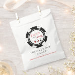 Lucky In Love White Black Poker Chip Wedding Favor Bag<br><div class="desc">Are you getting married in Las Vegas or another fun casino city? Or having a casino themed wedding? These "Lucky in Love" white and black favor bags would make a perfect way to have your guests take home a thank you gift from you.</div>
