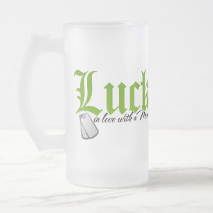 Lucky in love with a M A R I N E Frosted Glass Beer Mug