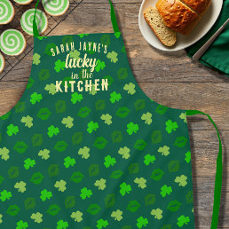 Lucky in the Kitchen Green St Patrick&#39;s Day Apron