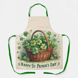 Lucky Irish 4-Leave Clover All-Over Print Apron