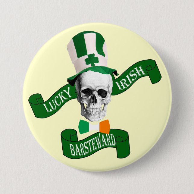 Lucky irish bar steward St Patrick's day Pinback Button (Front)