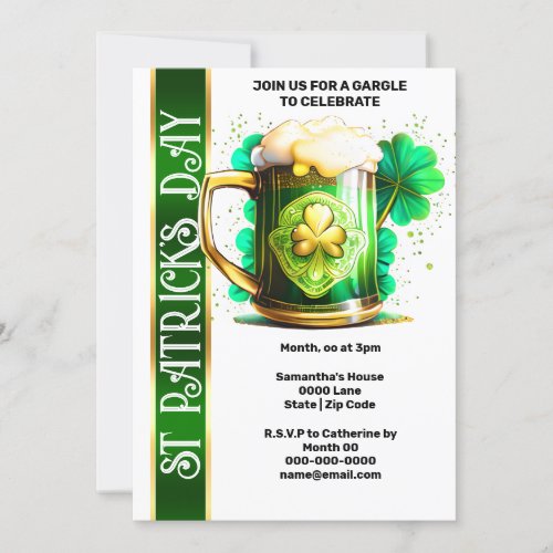 Lucky Irish beer shamrock clover St Patricks Day Invitation