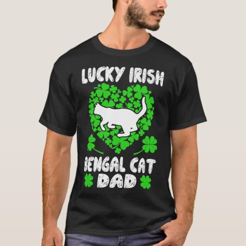 Lucky Irish Bengal Cat Dad St Patricks Day Gift T_Shirt