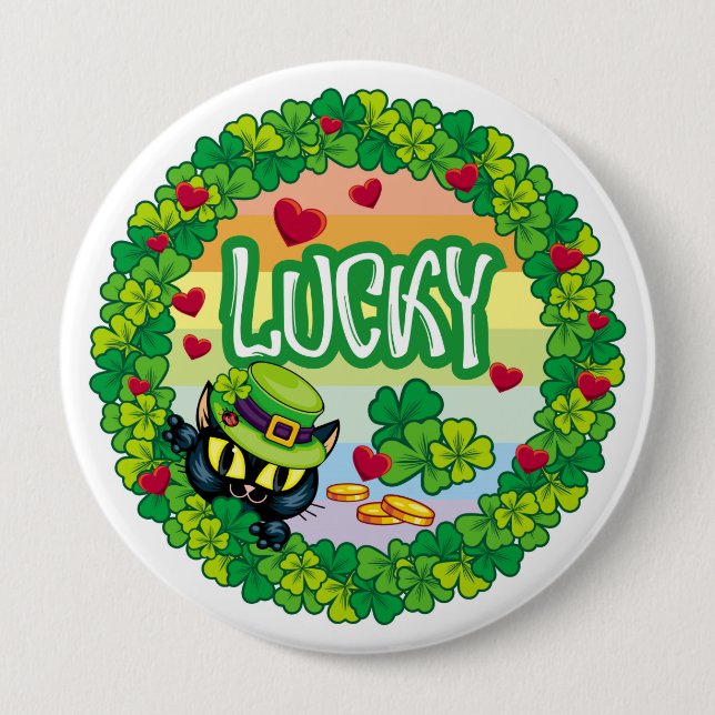 Lucky Irish Cat! Button (Front)