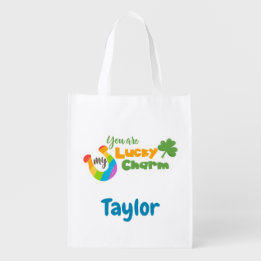 Lucky Irish Clover and horseshoe Reusable Grocery Bag