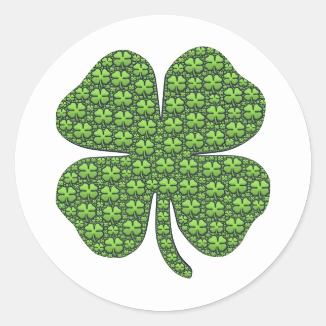 Lucky Irish Clover Classic Round Sticker (Front)