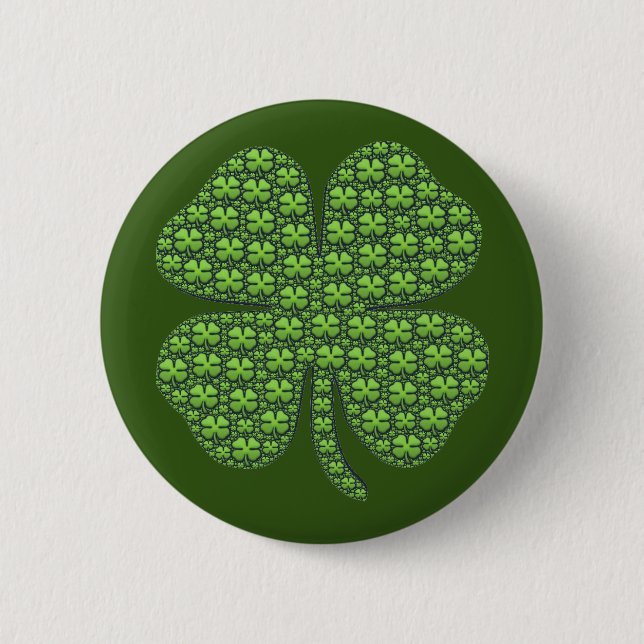 Lucky Irish Clover Dark Green Button (Front)