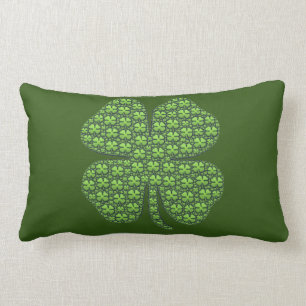 Lucky Irish Clover Dark Green Lumbar Pillow