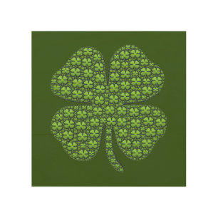 Lucky Irish Clover Dark Green Wood Wall Decor