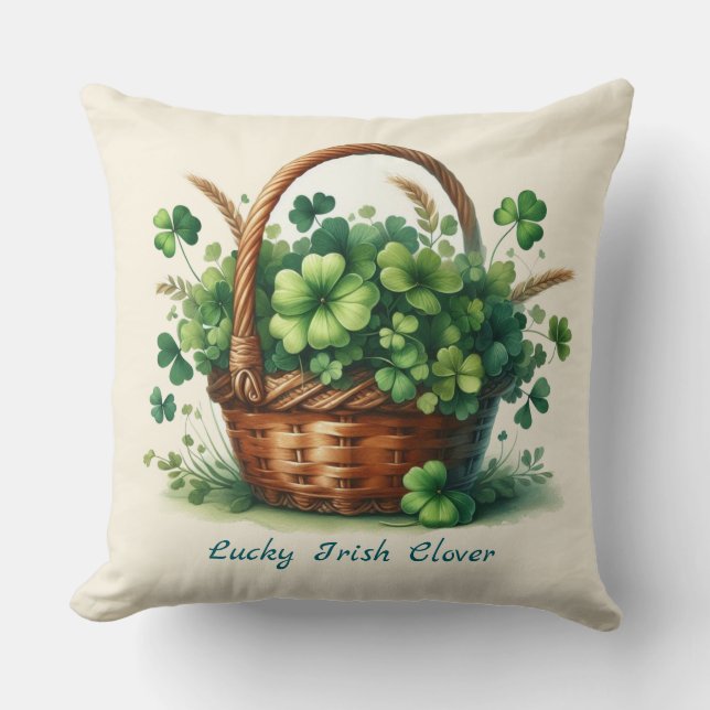Lucky Irish Clover (Shamrock) Throw Pillow (Front)