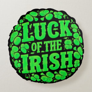 Lucky Irish Clovers Round Pillow
