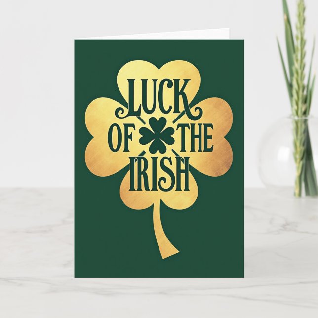 Lucky Irish Four Leaf Clover Card (Front)