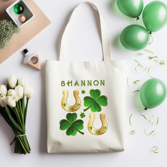Lucky Irish Four-leaf Clover Horseshoe  Tote Bag (Creator Uploaded)