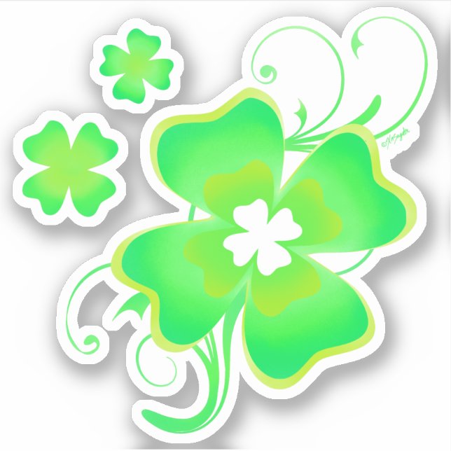 Lucky Irish Four Leaf Clover Sticker (Front)