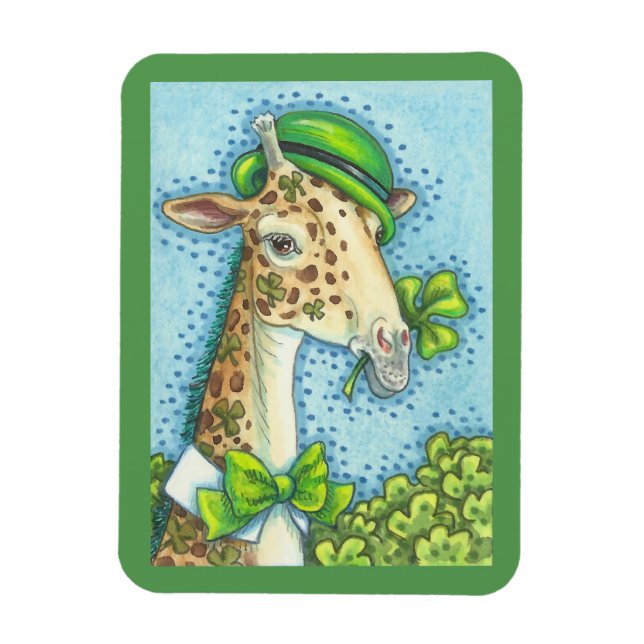 LUCKY IRISH GIRAFFE MAGNET Green *Personalize (Vertical)