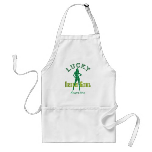 Lucky Irish Girl w Custom Name Adult Apron