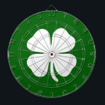 Lucky Irish Green Clover Dart Board<br><div class="desc">Lucky Emerald Green Irish Four-Leaf Clover Dartboard – Modern and minimal. Make it your own - Customize with your name, a personal phrase, or any color of your choice to make it uniquely yours. Embrace luck and style with this sleek lucky dart board featuring a modern, minimalist four-leaf clover design....</div>