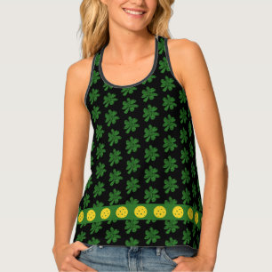 Lucky Irish Green Clover Funny Pickleball Print  Tank Top