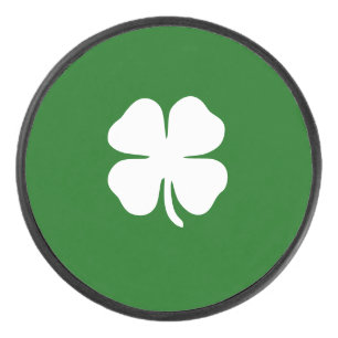 Lucky Irish Green Four Leaf Clover Hockey Puck