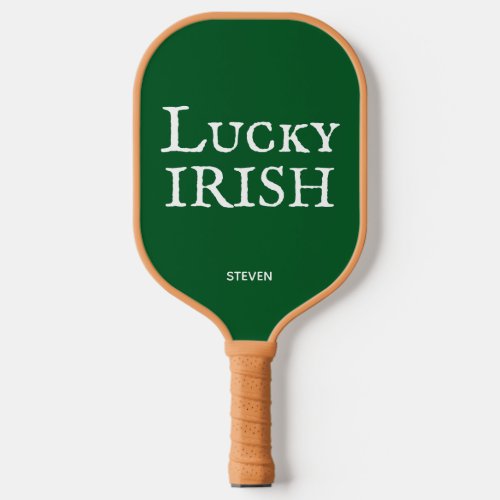 Lucky Irish Green Typography Personalized Pickleball Paddle