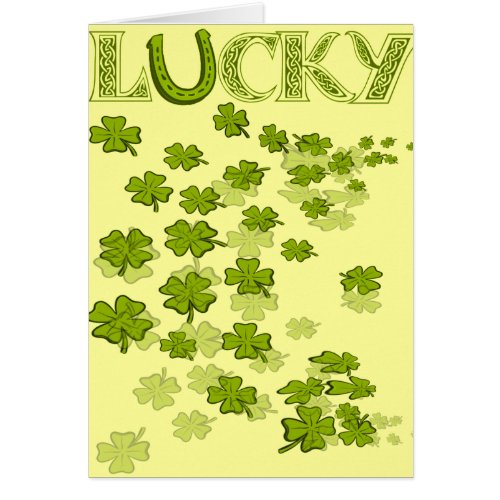 Lucky Irish Horseshoe Shamrock Note Card