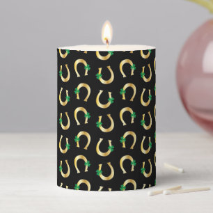 Lucky Irish Horseshoes Pillar Candle