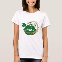 Lucky Irish Kiss Green Gold St Patricks Day  T-Shirt