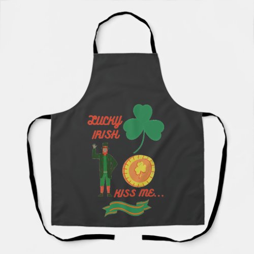 Lucky Irish Kiss Me happy saint patricks day T_Shi Apron