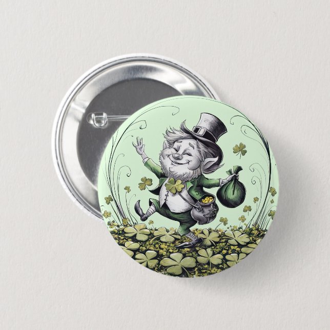 Lucky Irish Leprechaun Button (Front & Back)