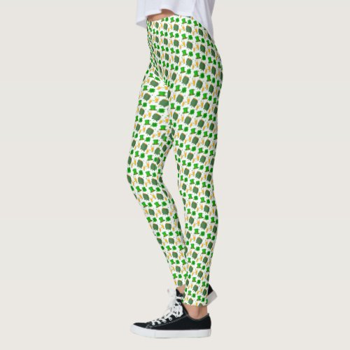 Lucky Irish Leprechaun Hat Pot O Gold Coins Leggings